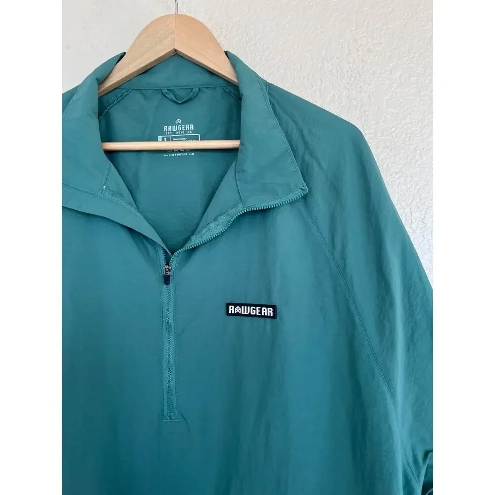 RAWGEAR Men's Windbreaker Jacket Large Green Half Zip Pullover Windbreaker